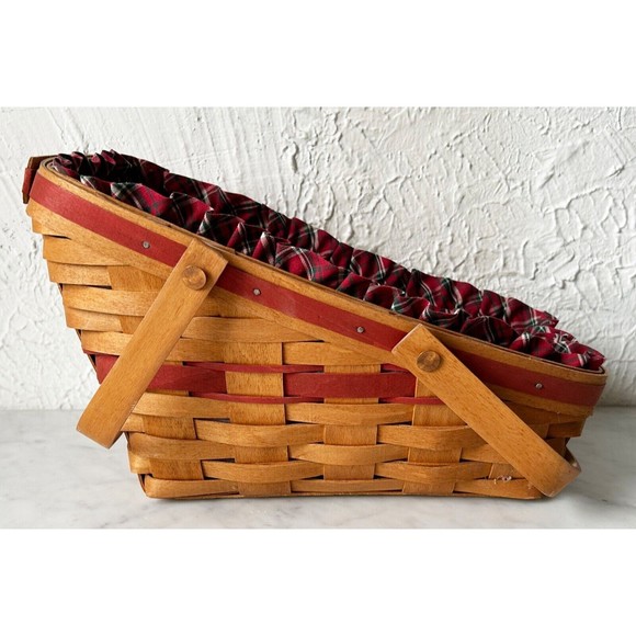 Longaberger Basket Christmas 1991 Yuletide Traditions Basket Plaid Fabric Liner - Picture 7 of 14